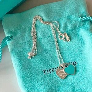 Tiffany & Co. Silver and Blue Heart Necklace